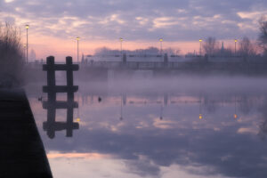 Zonsopkomst langs de Leie te Menen